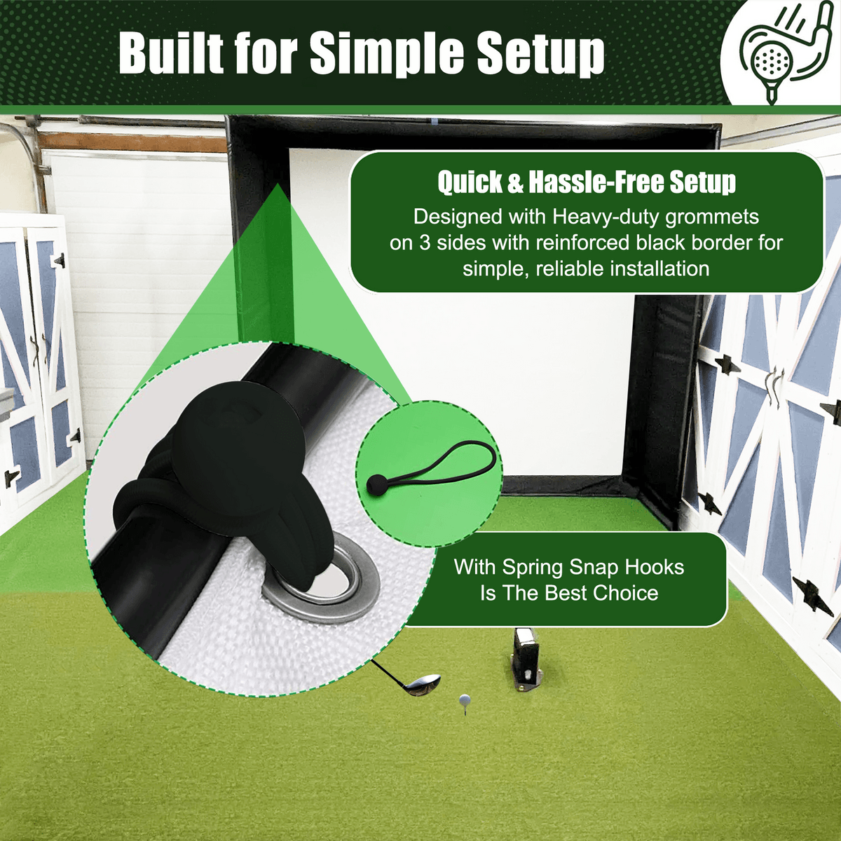 Golf Impact Screen Double Layer 9'10'' x 11'6'' – Low Noise on Impact, Durable Grommets, Reinforced Black Border – High-Strength Polyester, Indoor/Outdoor Golf Simulator Screen