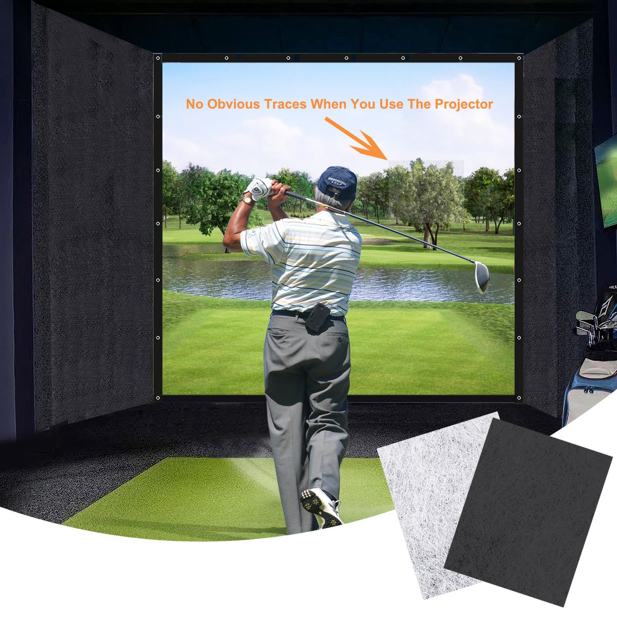[Pack of 2] Golf Simulator Screen Patch Kit Golf Impact Screen Patch Kit Golf Enclosure Replacement Cloth Fabric Sticker [16.5 x 11.7] in Black & White Iron On