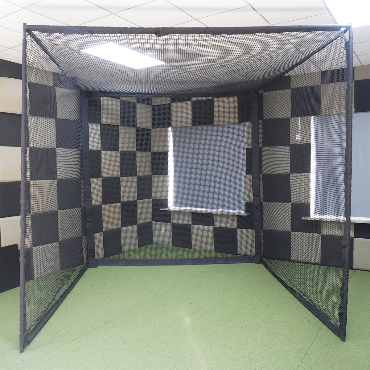 Golf Cage – 9’10” x 9’10” x 9’10” Golf Practice Enclosure with Frame, Protective Netting & Foam Padding – Mesh Options – Easy Setup for Indoor/Outdoor Use