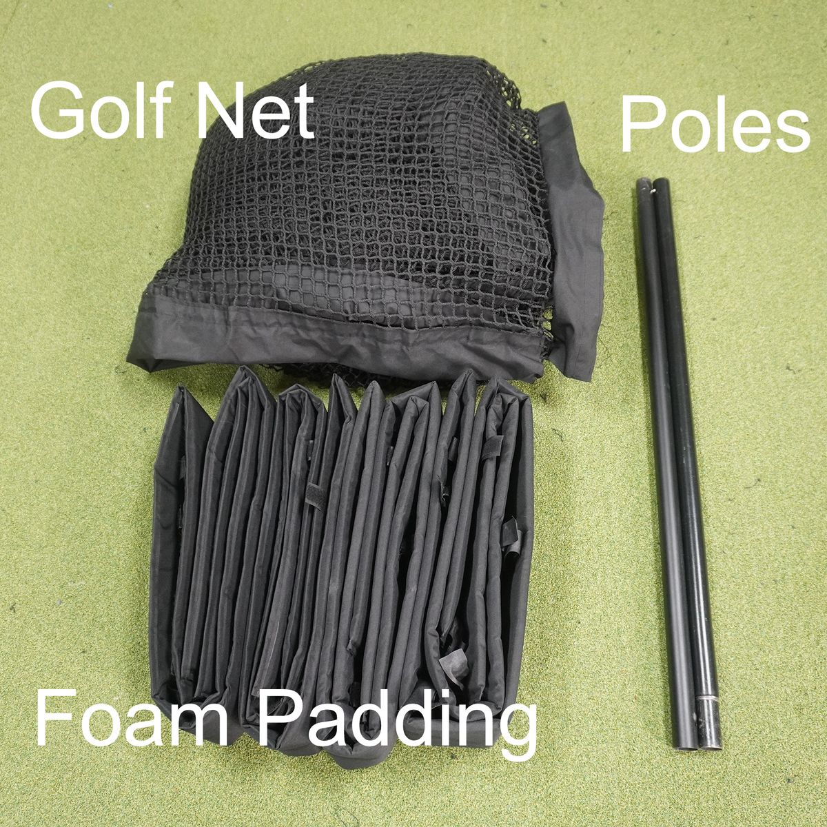 Golf Cage – 9’10” x 9’10” x 9’10” Golf Practice Enclosure with Frame, Protective Netting & Foam Padding – Mesh Options – Easy Setup for Indoor/Outdoor Use