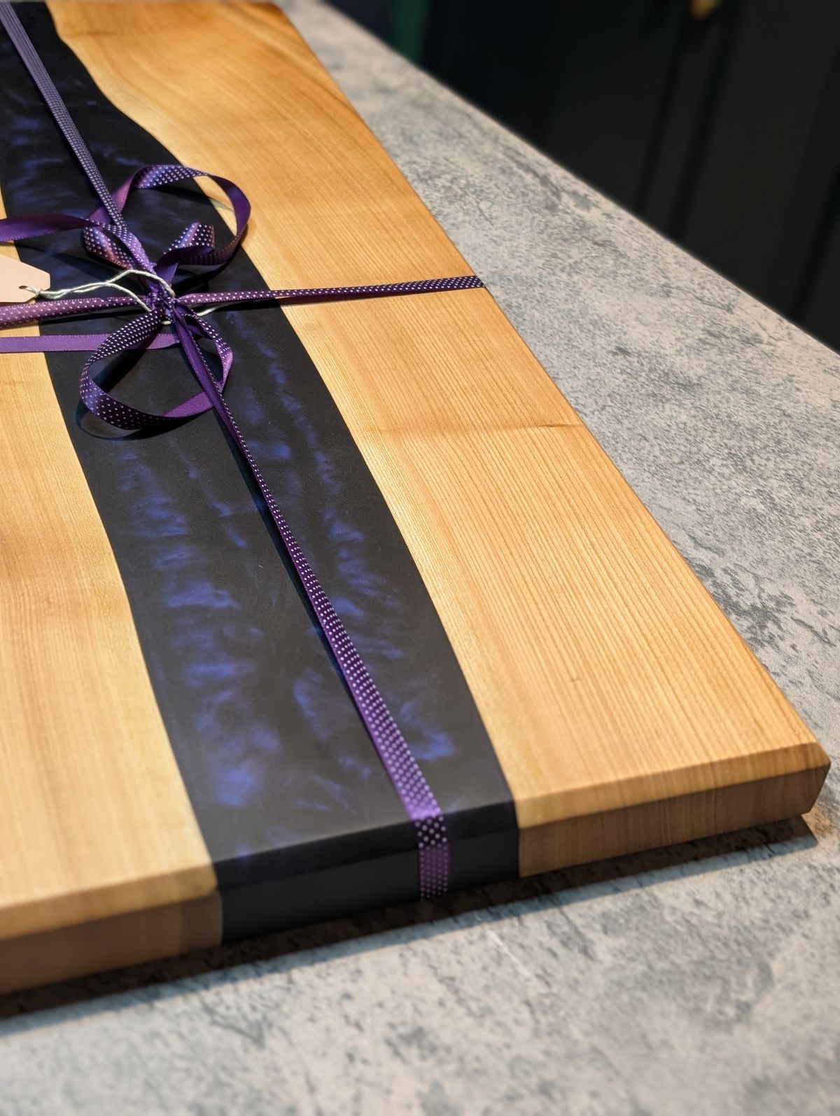 Live Edge | Cherry & Dark Purple Resin Serving Board
