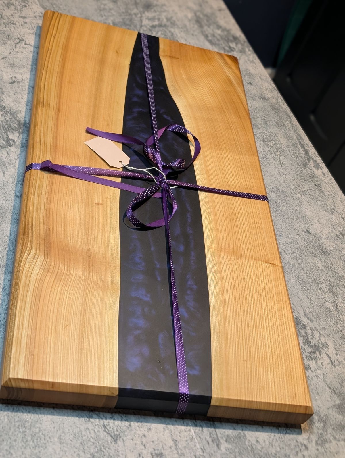 Live Edge | Cherry & Dark Purple Resin Serving Board