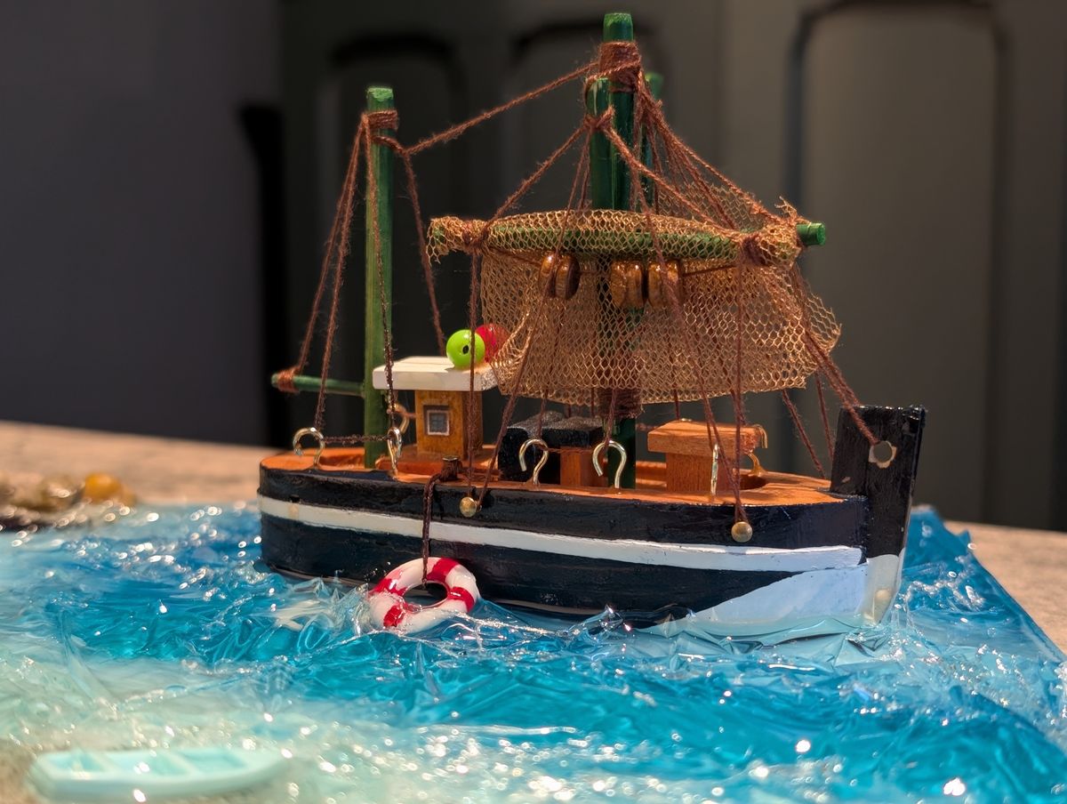 3D | Miniature Ocean Diorama | Featuring Waves, A Ship, Islands & Beach Scene | 1-of-1 Art Piece