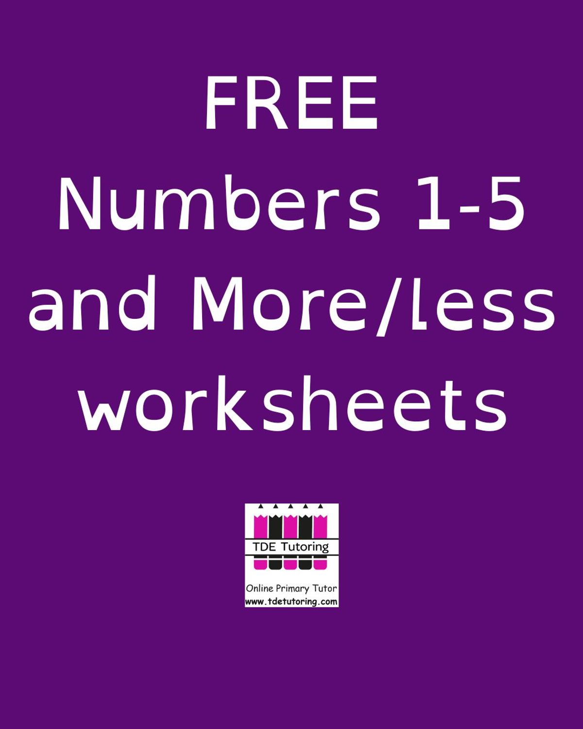 FREE Numbers to five and More/less activity