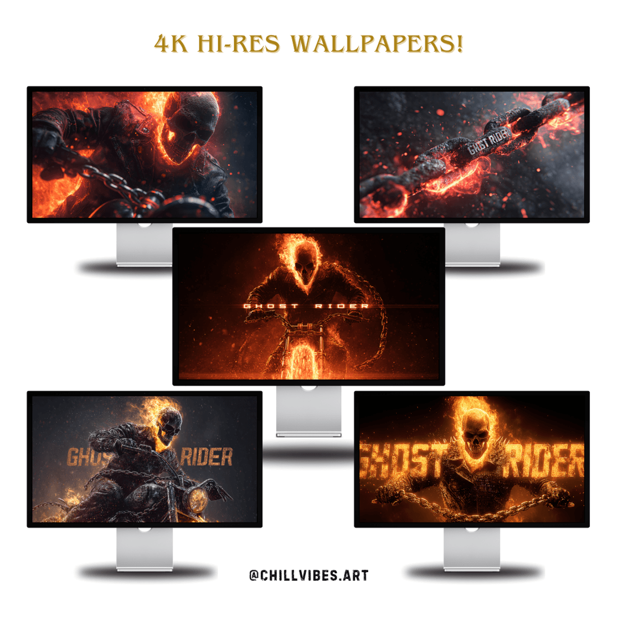 Ghost Rider Hellfire 4K Wallpaper (Pack of 5) ✨