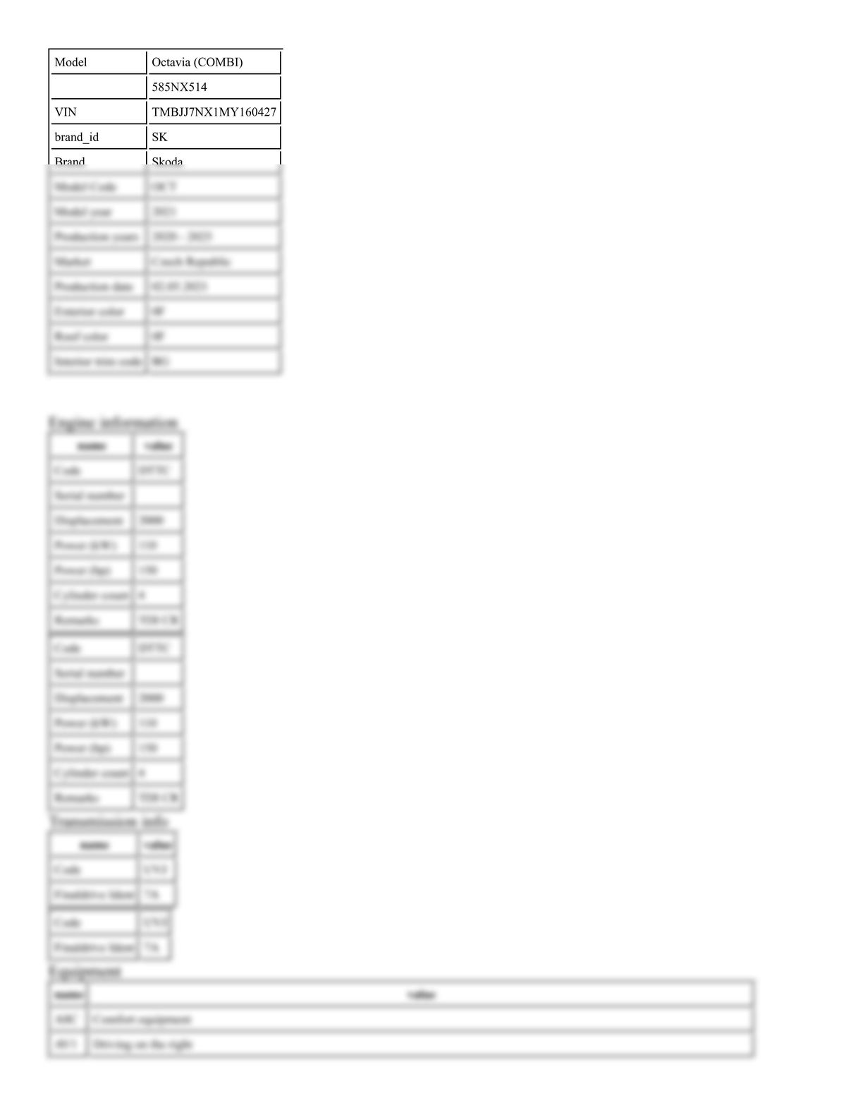 Build Sheet VIN TMBJJ7NX1MY160427