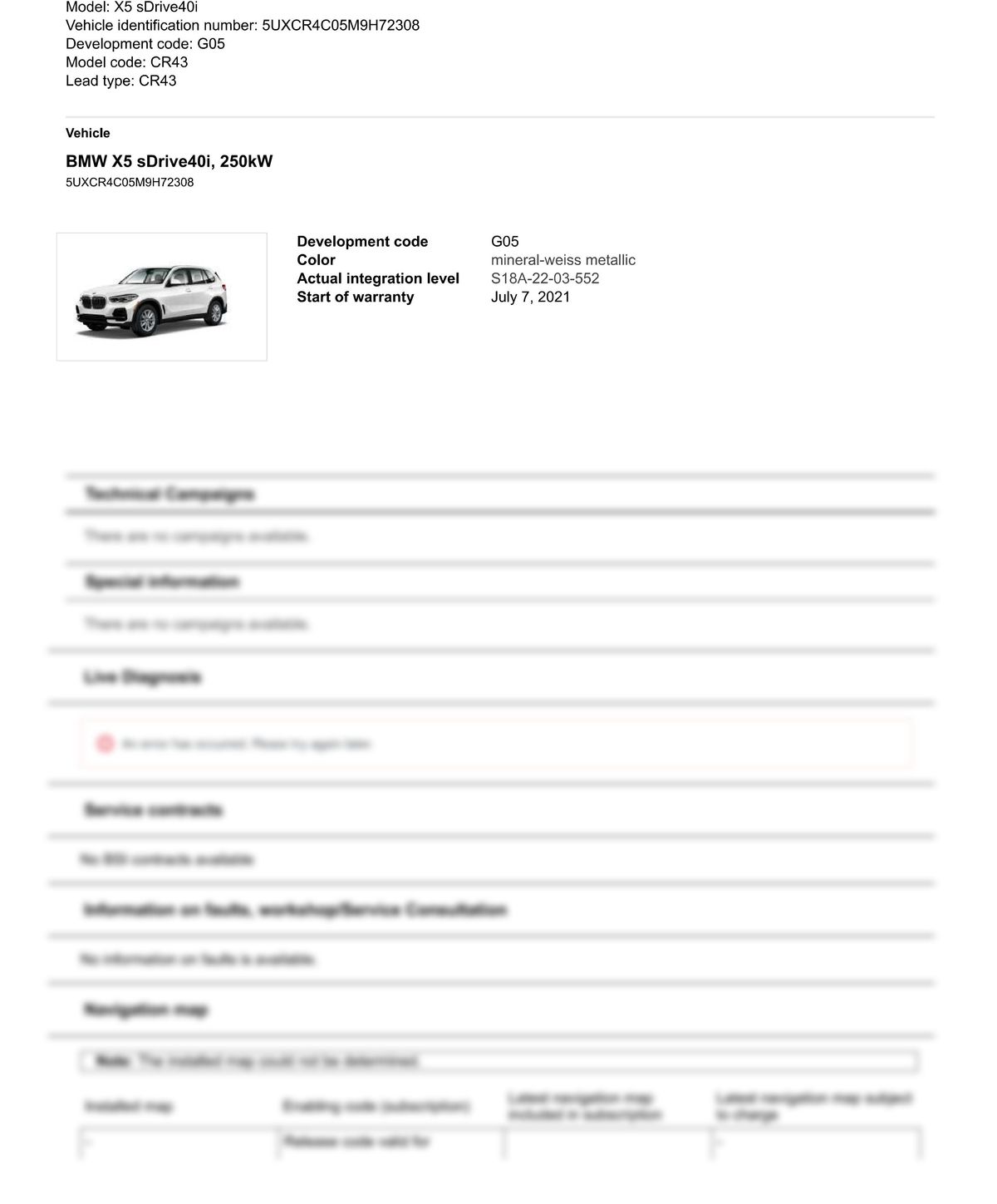 Service History Report VIN 5UXCR4C05M9H72308