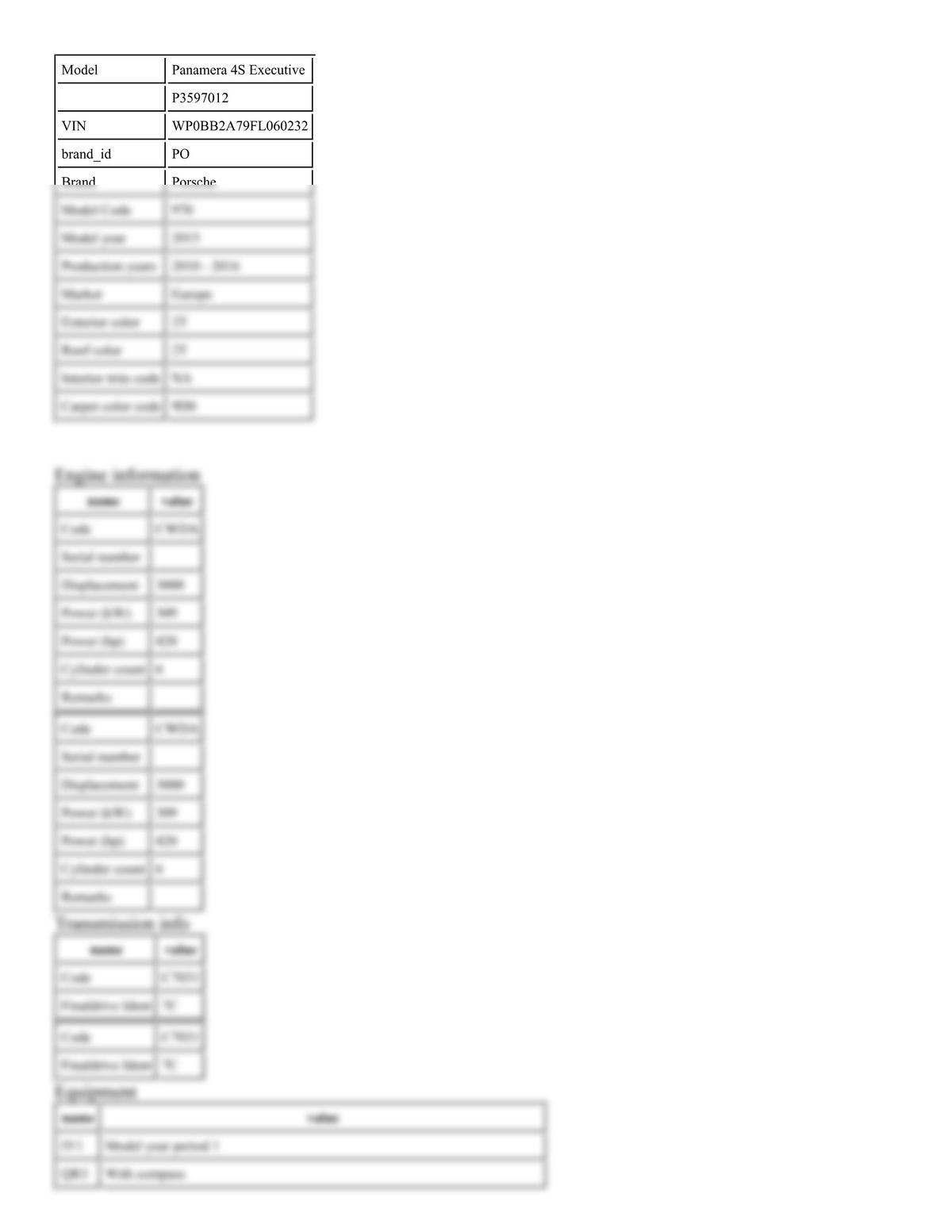 Build Sheet VIN WP0BB2A79FL060232