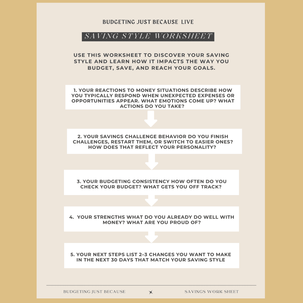 Savings Style Worksheet