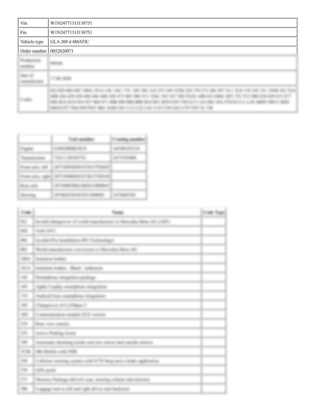 Build Sheet VIN W1N2477131J138751