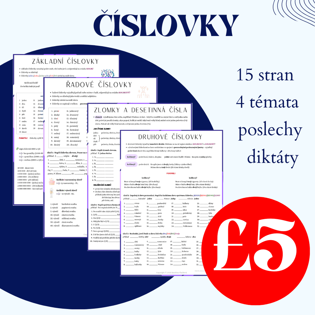 Cislovky - zakladni, radove, druhove, zlomky