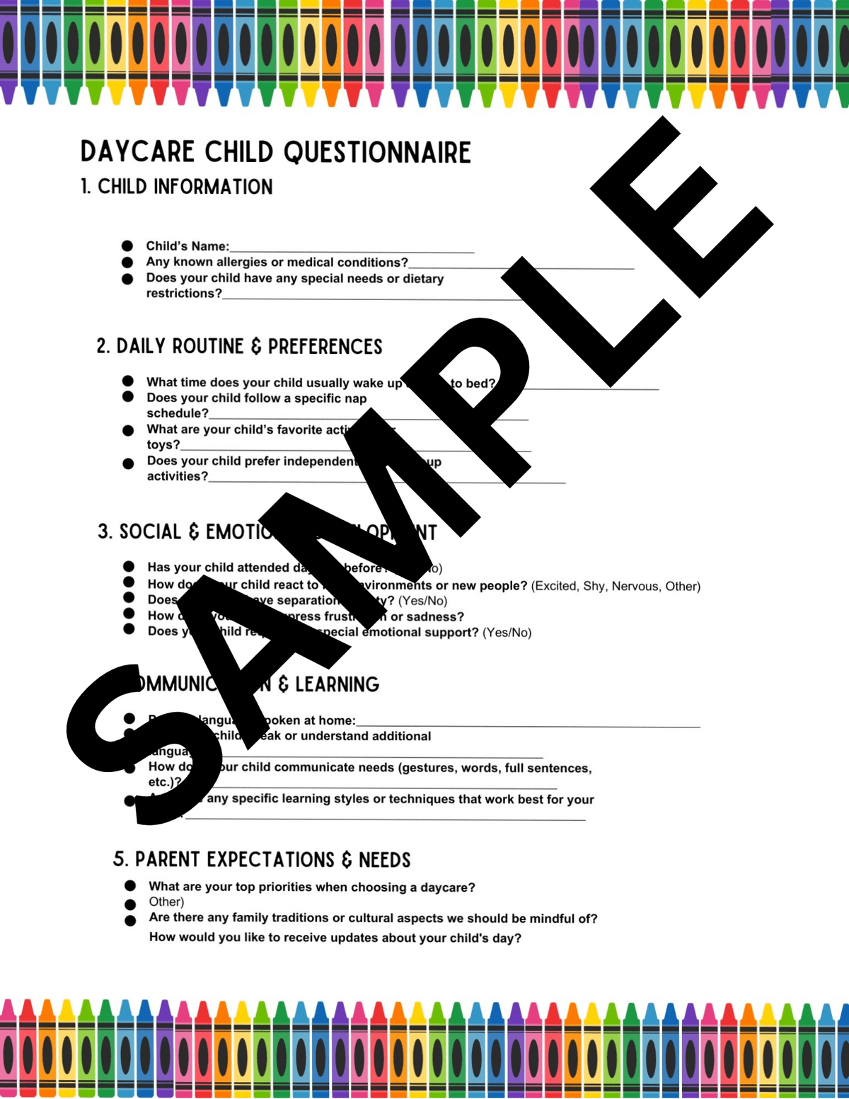 Childcare Questionnaire