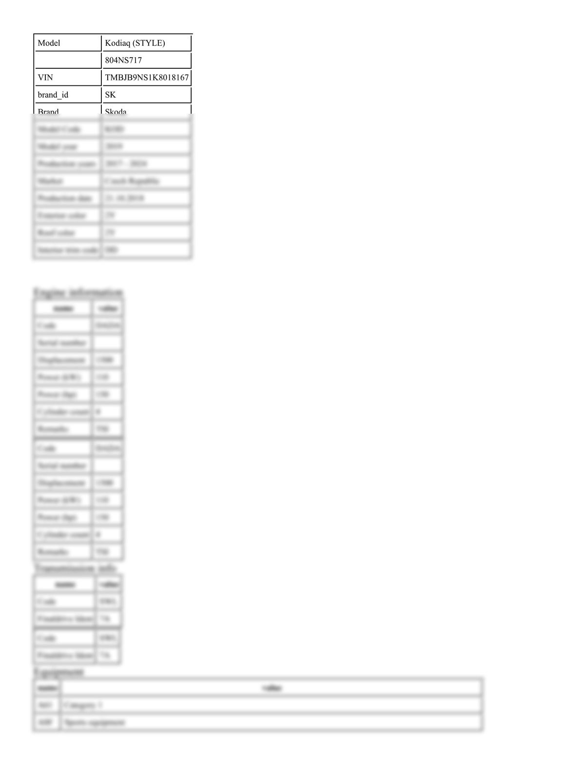 Build Sheet VIN TMBJB9NS1K8018167