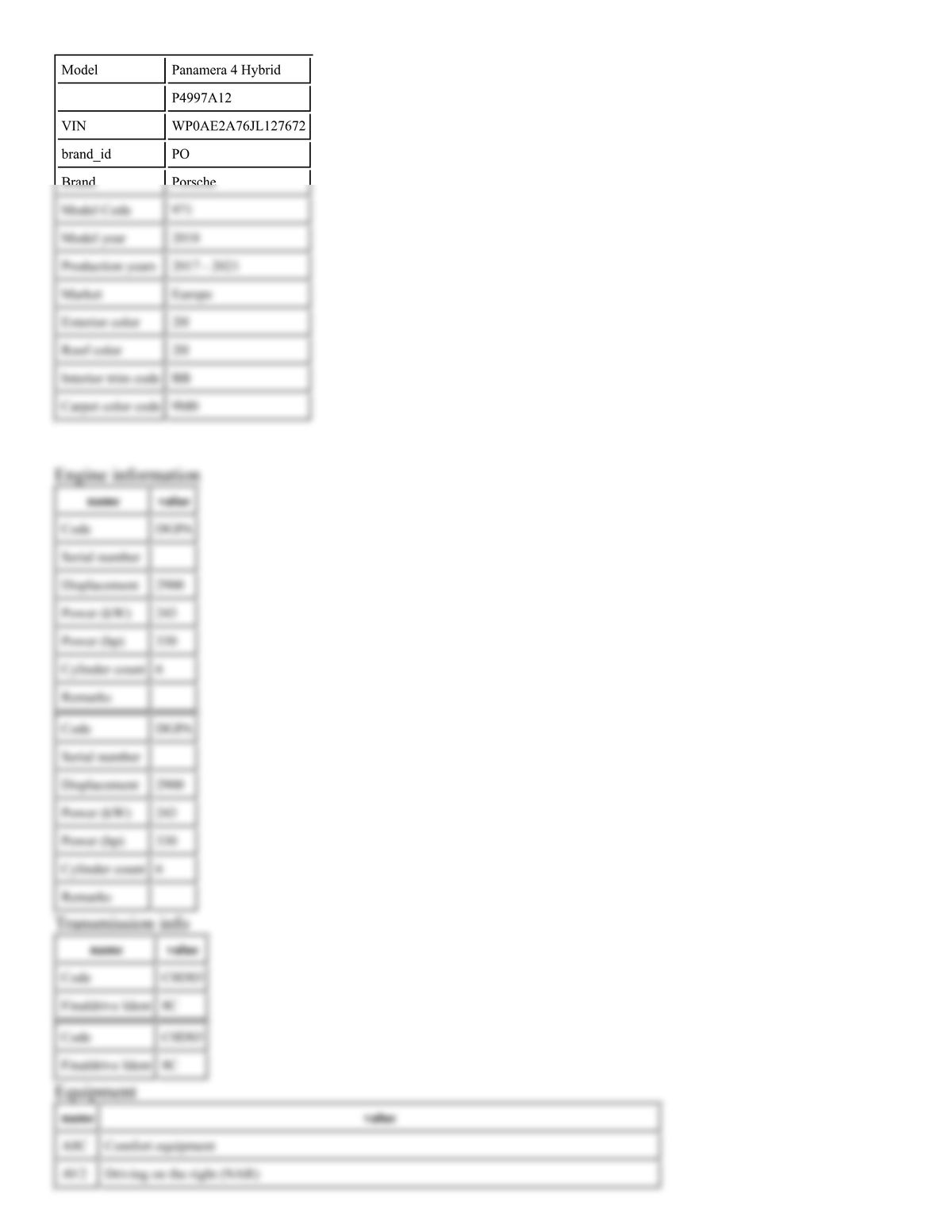 Build Sheet VIN WP0AE2A76JL127672