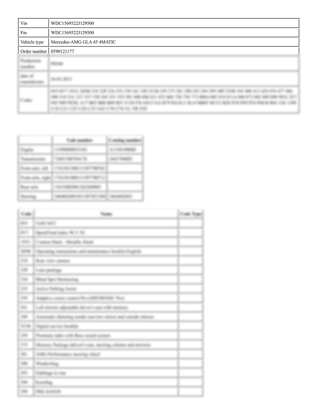 Build Sheet VIN WDC1569522J129500