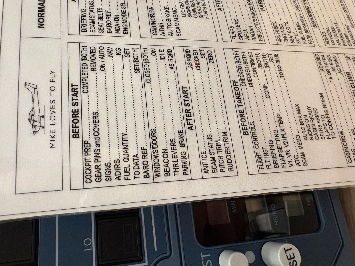 MLF A320 checklist