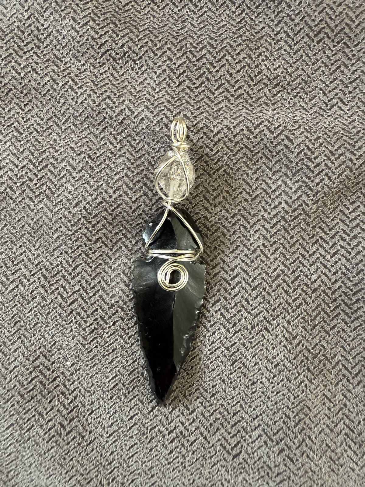 Pendent arrowhead & herkimer diamond