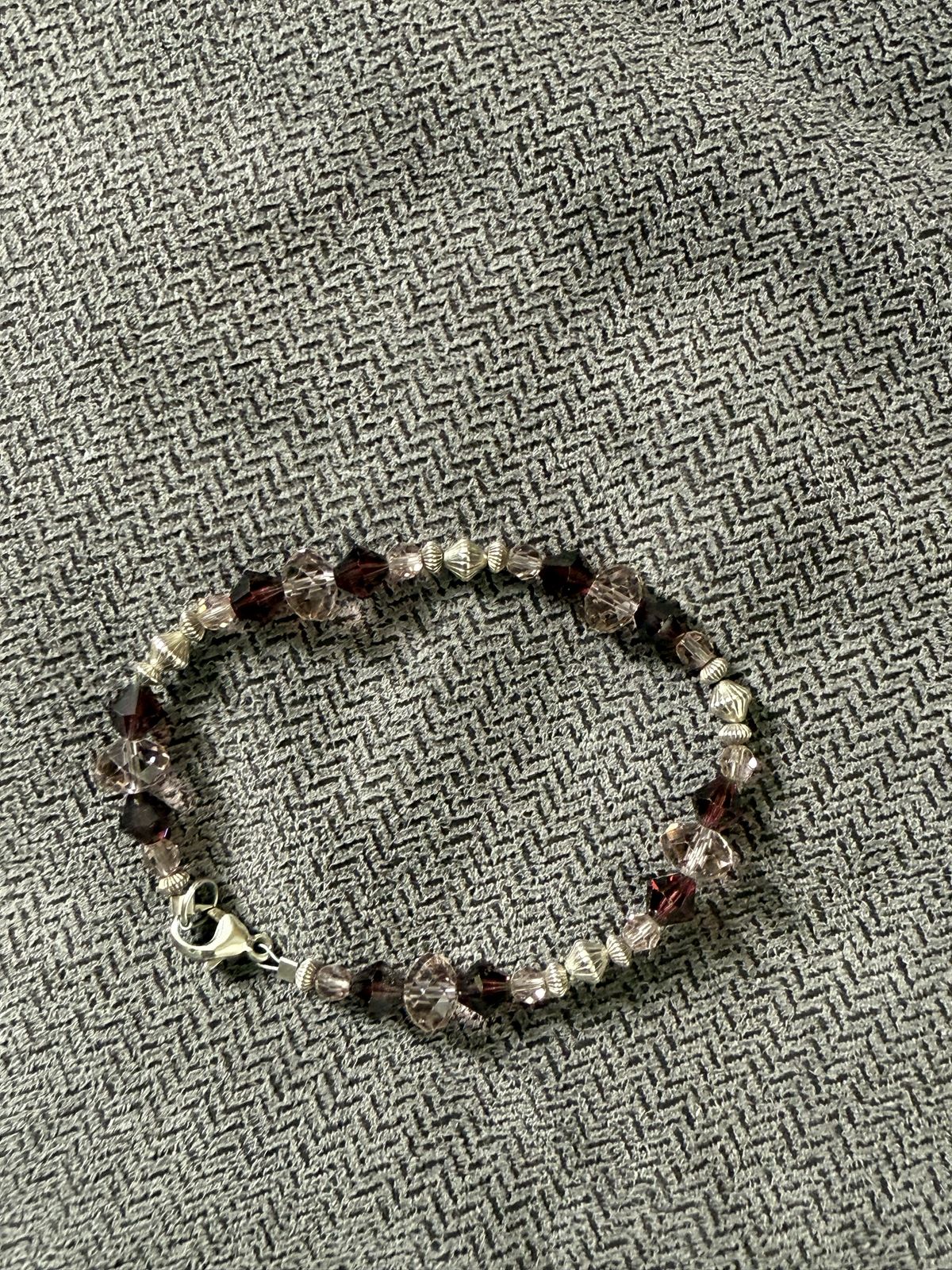Bracelet 6.5in Sterling silver & purple crystals