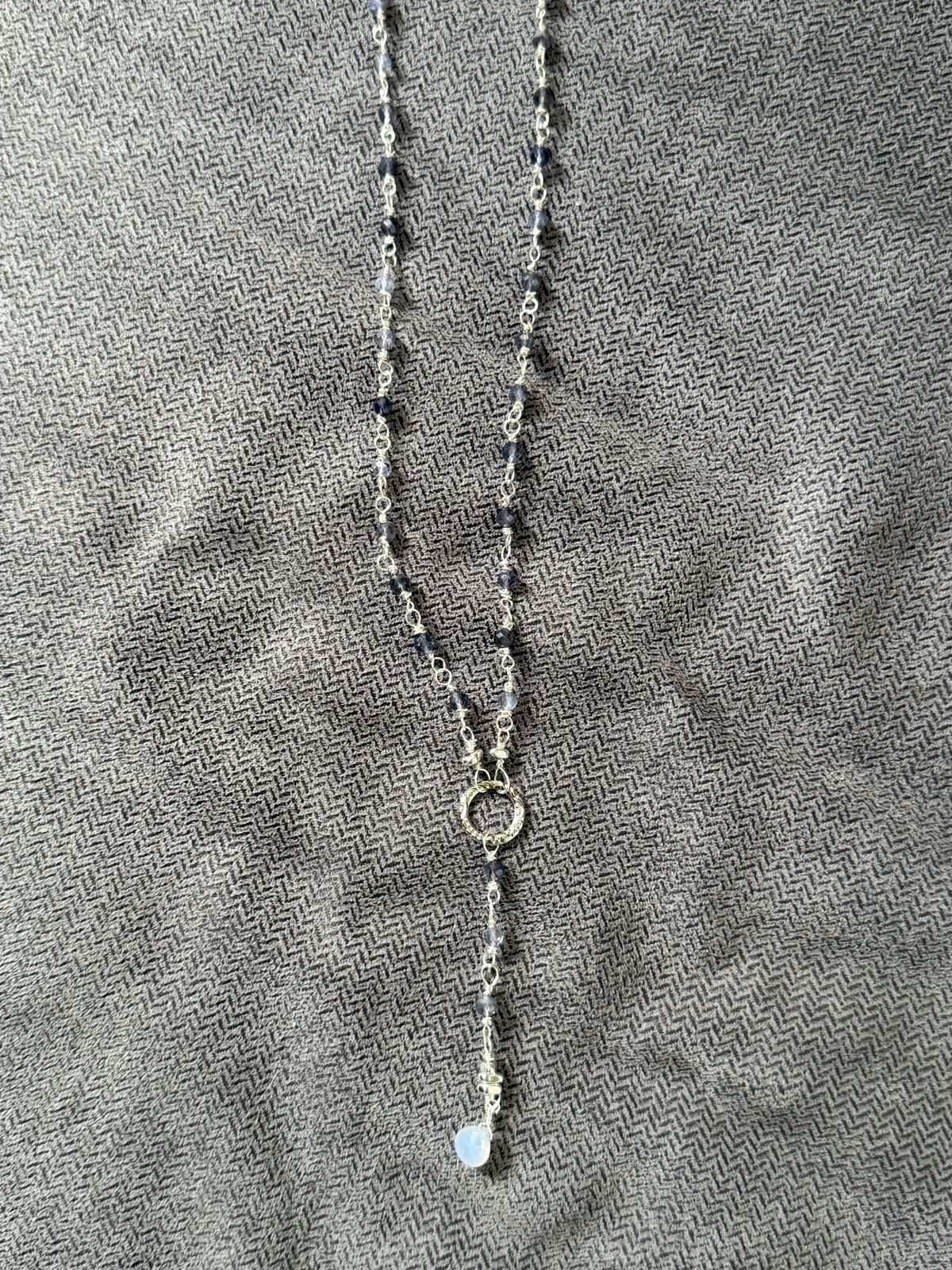 Necklace, iolite and blue chalcedony