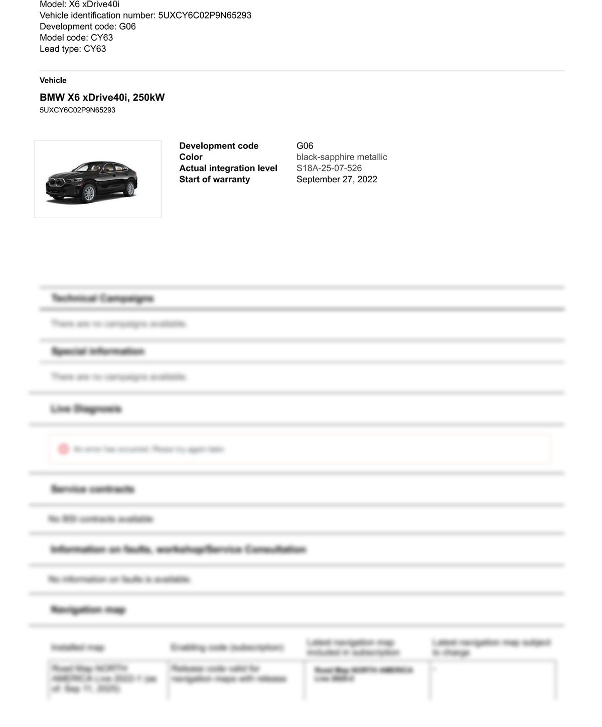 Service History Report VIN 5UXCY6C02P9N65293