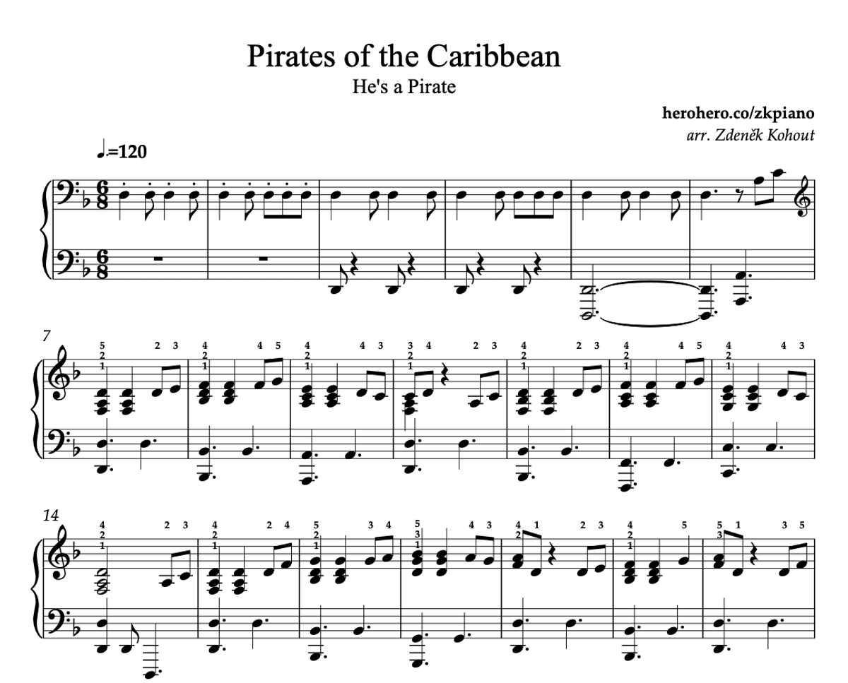 Pirates of the Caribbean - He's a Pirate - piano noty
