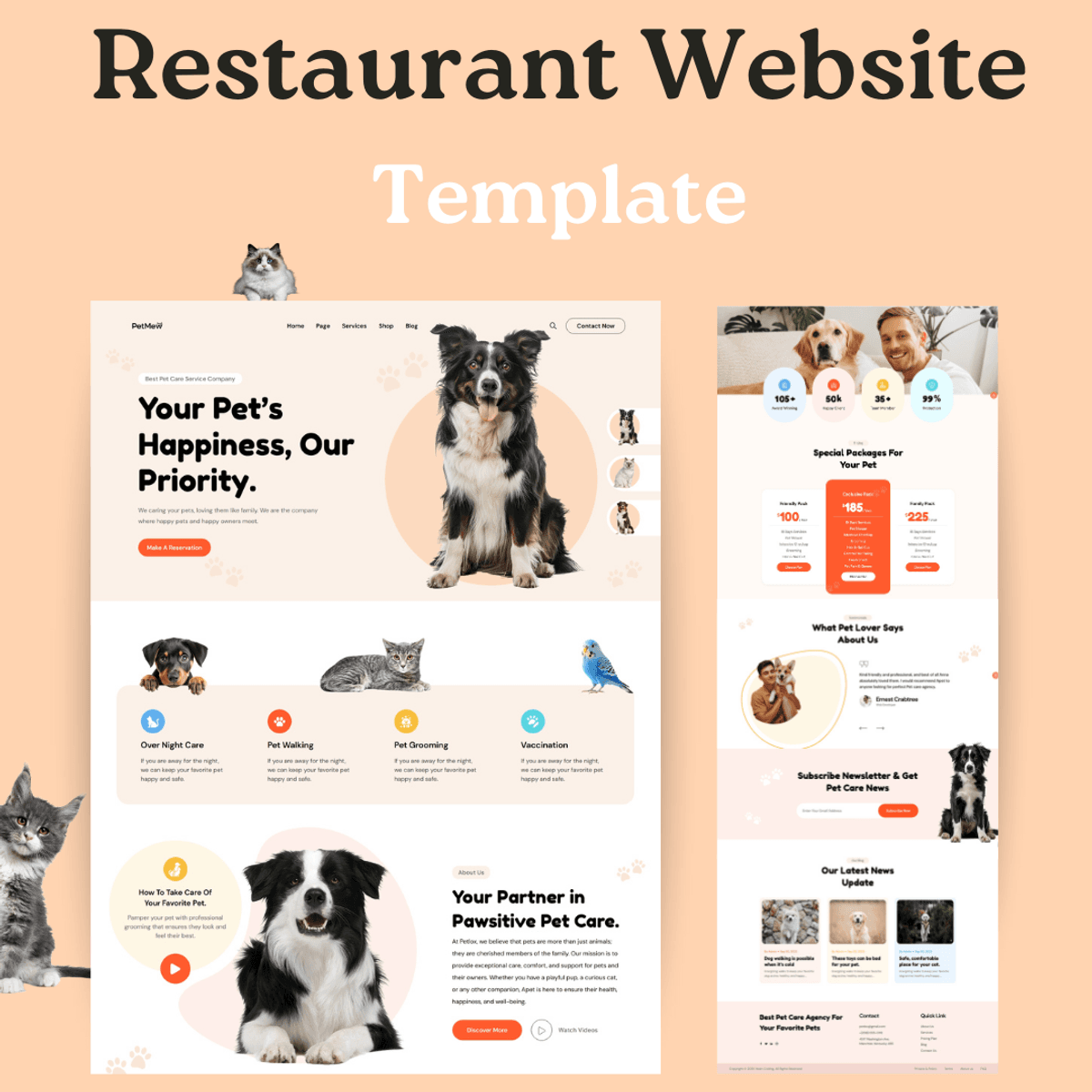 Pet Shop Website Template ( 15+ pages ) With Cart & Checkout Pages Fully Responsive