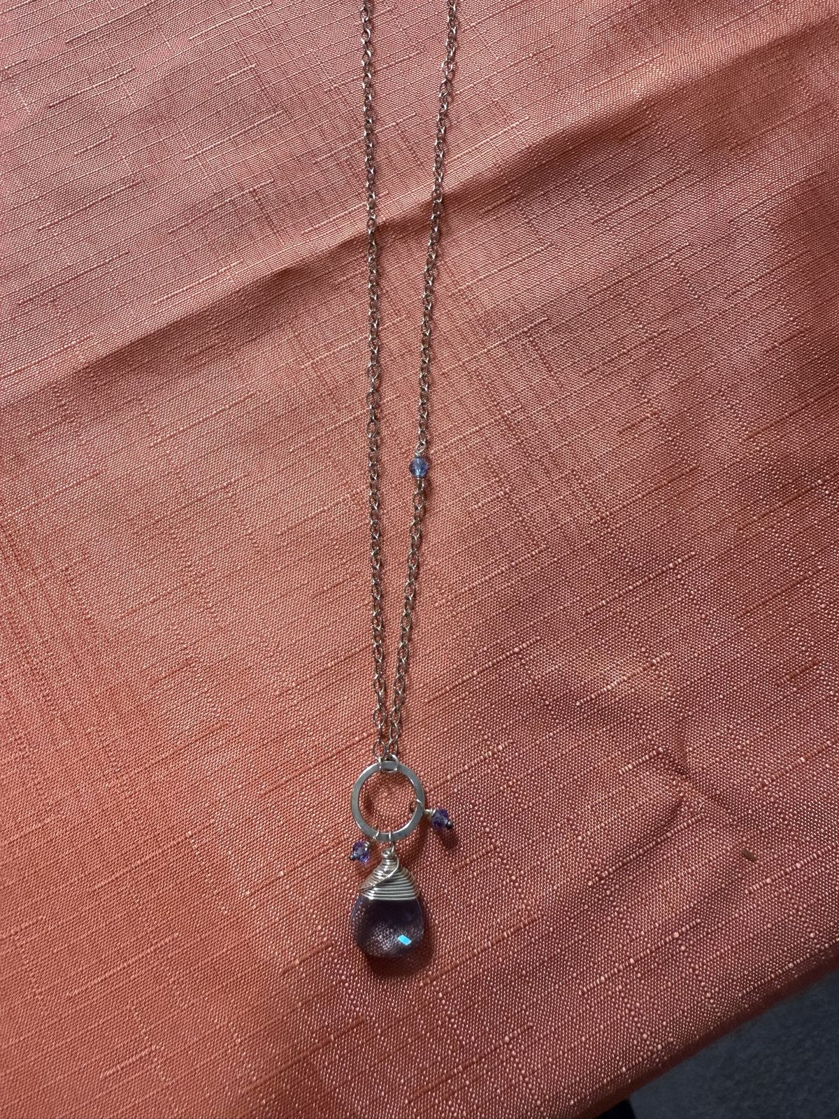 Gold filled wire wrapped crystal necklace
