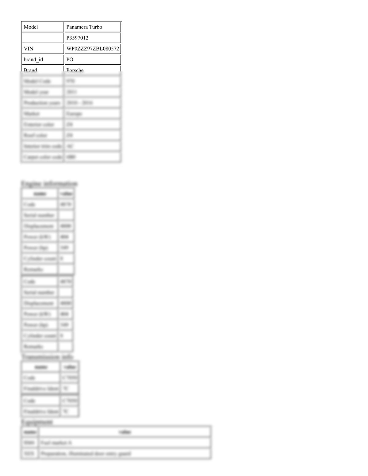 Build Sheet VIN WP0ZZZ97ZBL080572