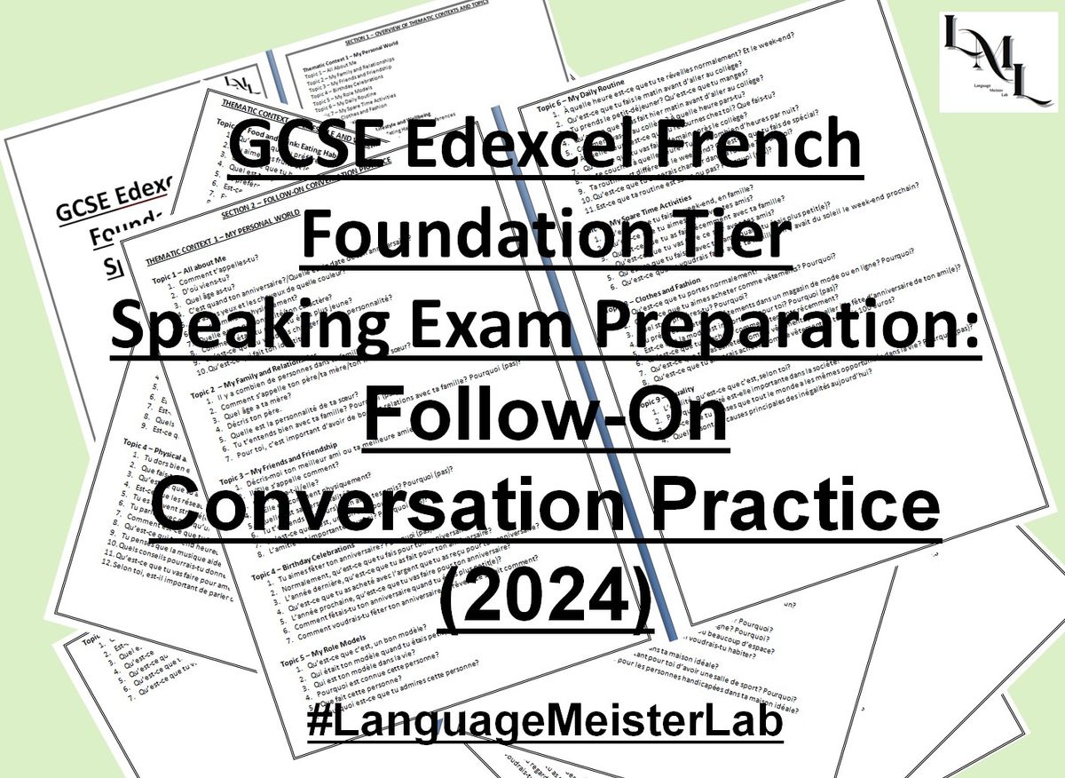 Bundle: GCSE French Foundation Tier Speaking Exam Preparation (2024 Spec)