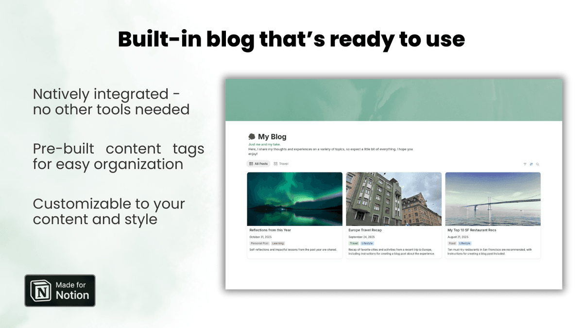 Link in Bio Site and Blog | Free Notion Template