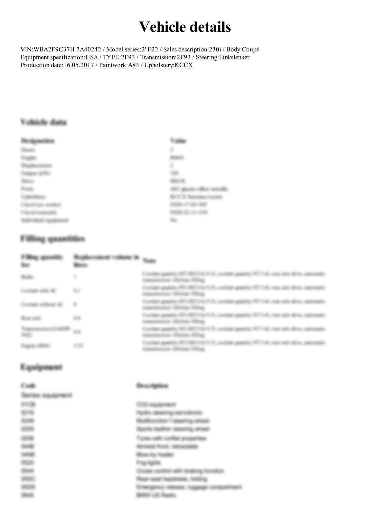 Build Sheet VIN WBA2F9C37H7A40242