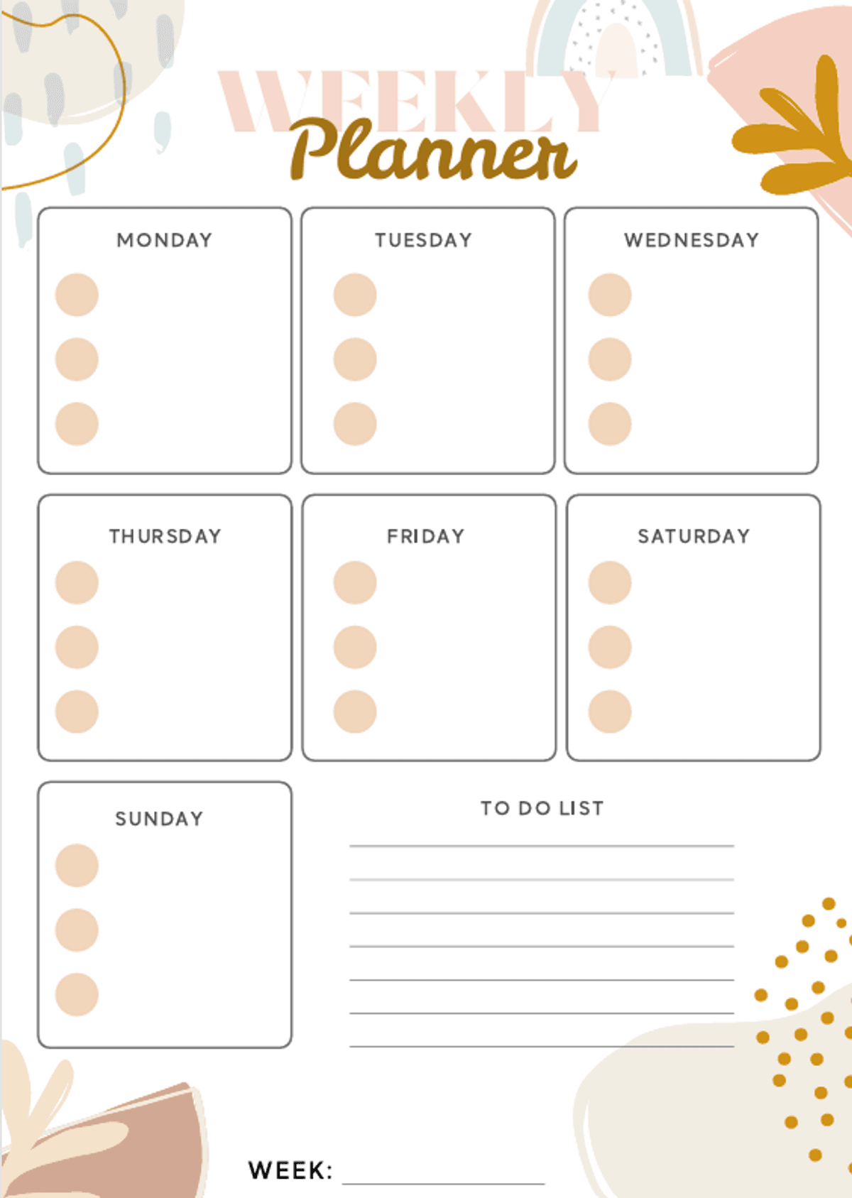 Simple Weekly Planner— Minimalist Planner Sheet