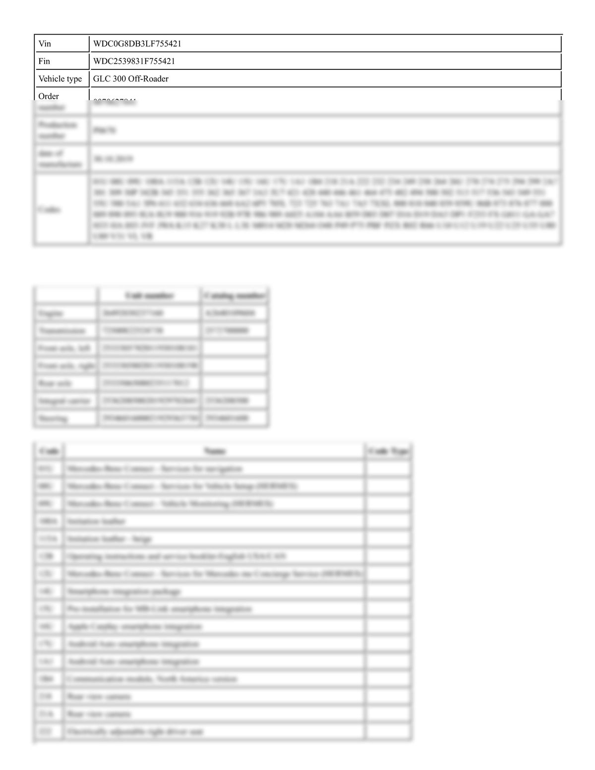 Build Sheet VIN WDC0G8DB3LF755421