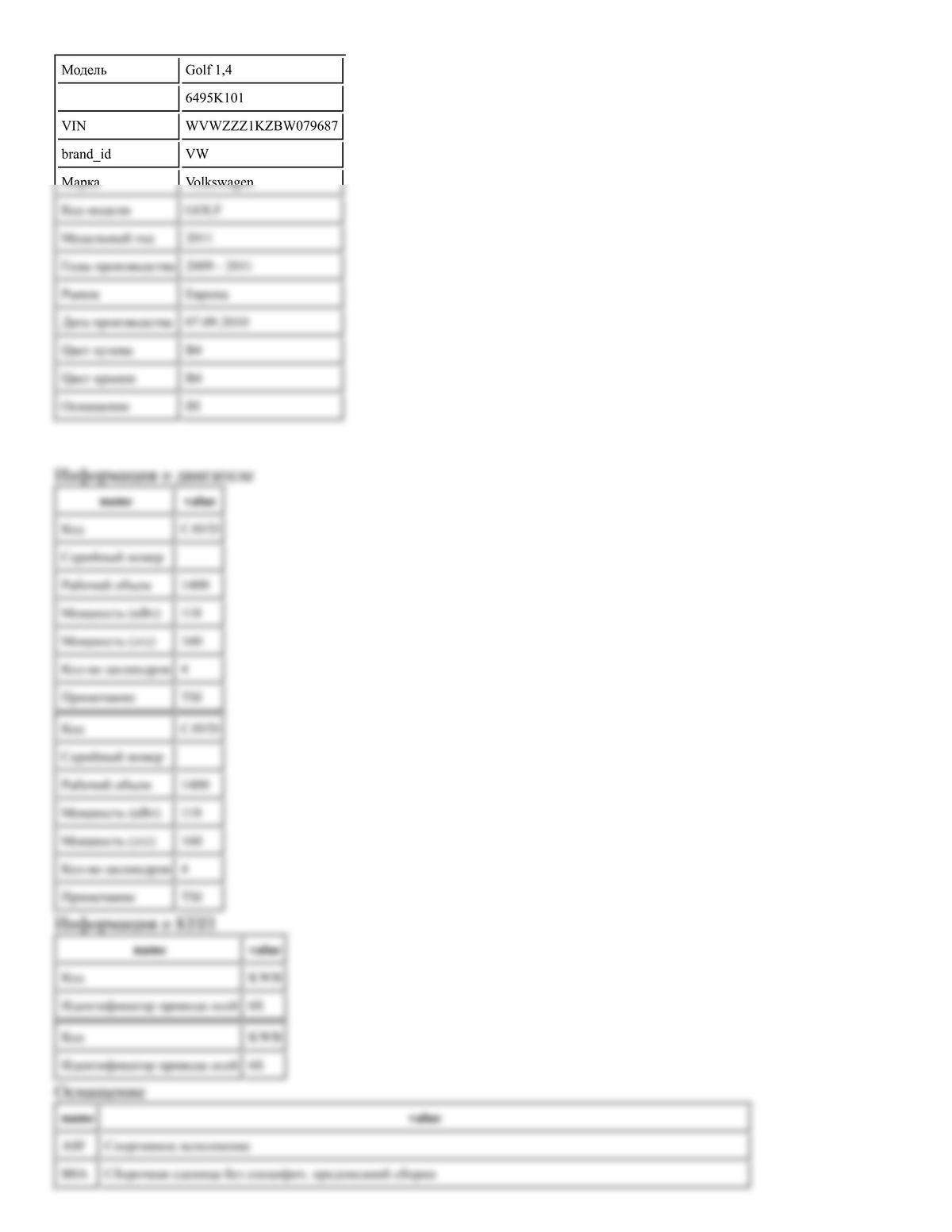 Build Sheet VIN WVWZZZ1KZBW079687