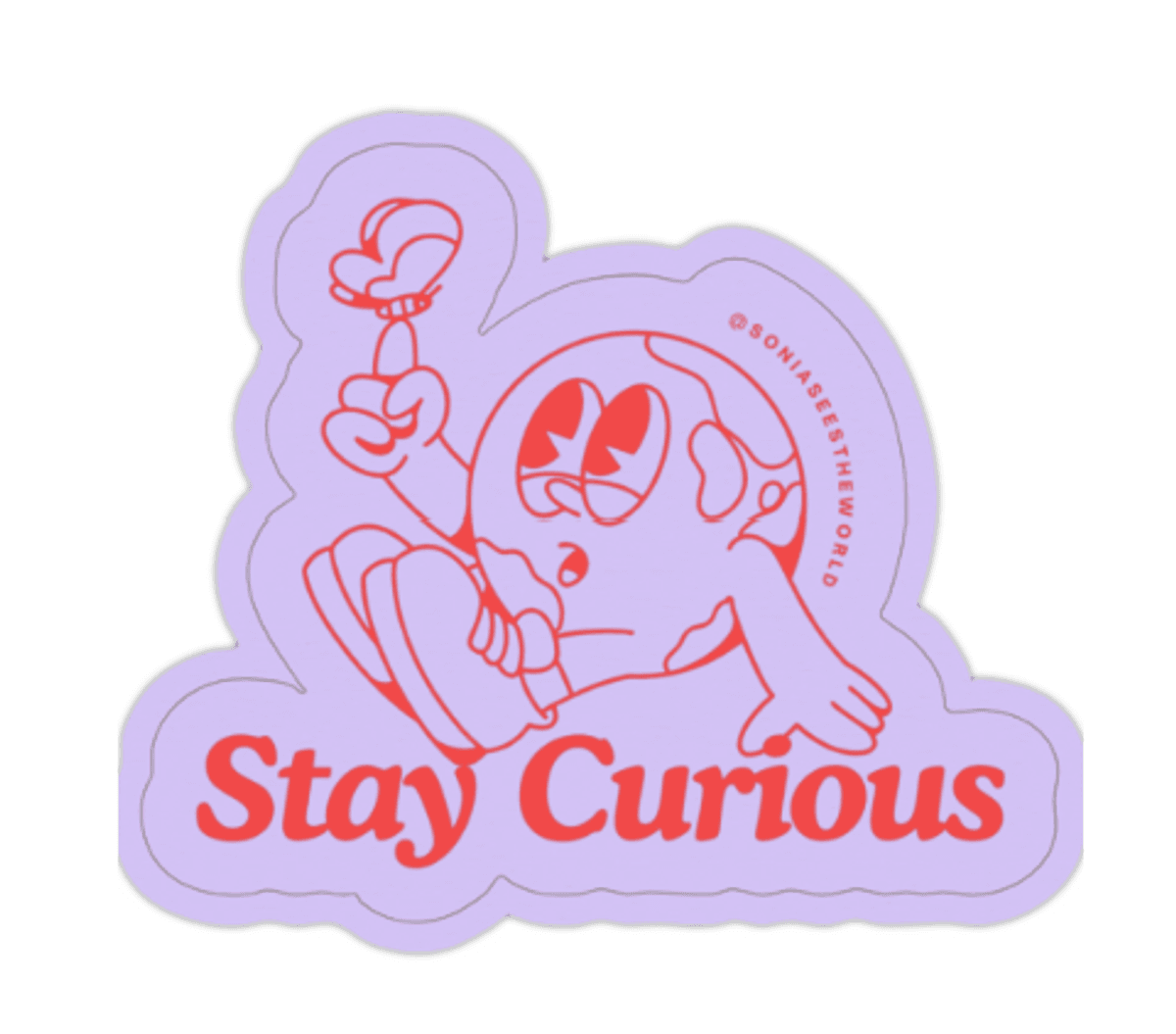 Stay Curious Sticker - Lavender & Red