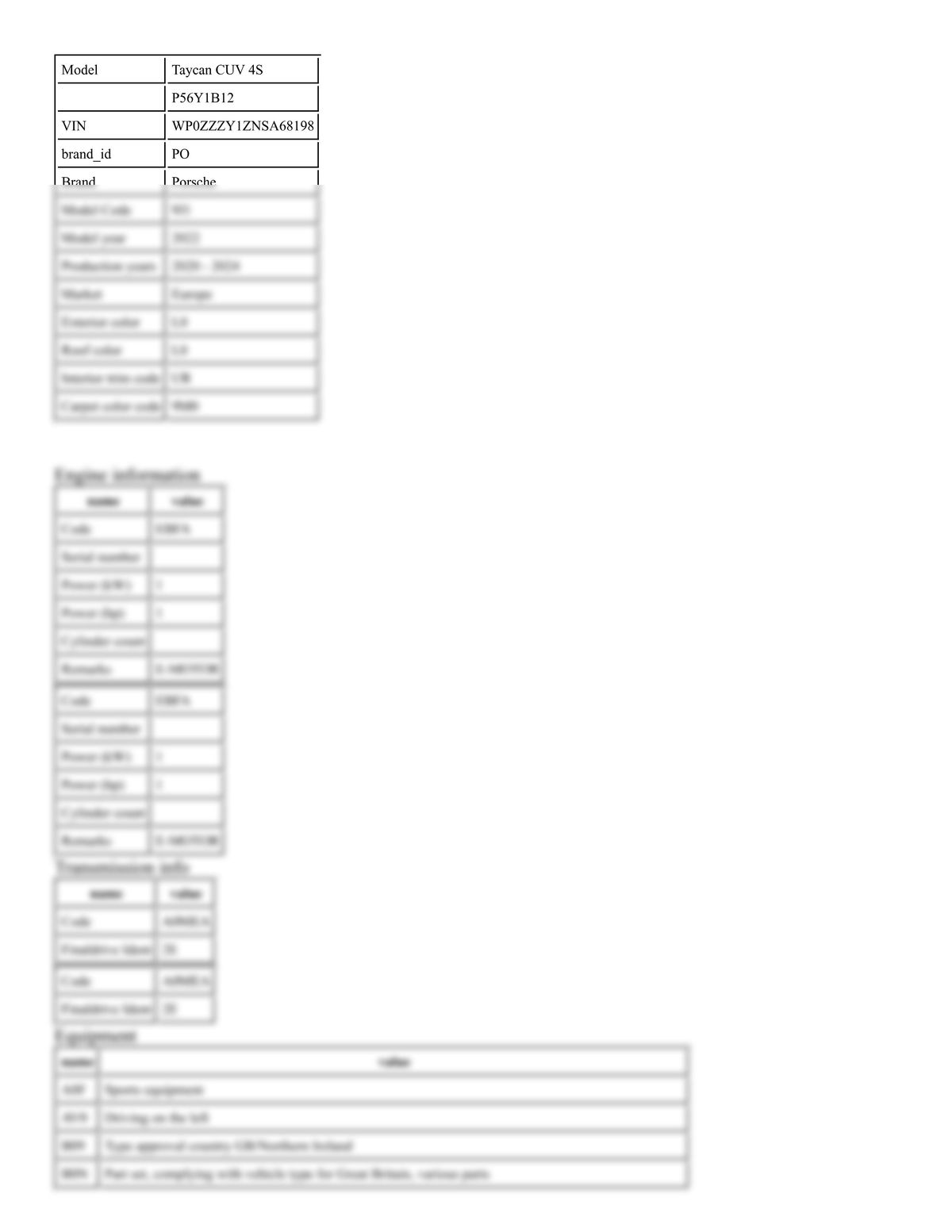 Build Sheet VIN WP0ZZZY1ZNSA68198