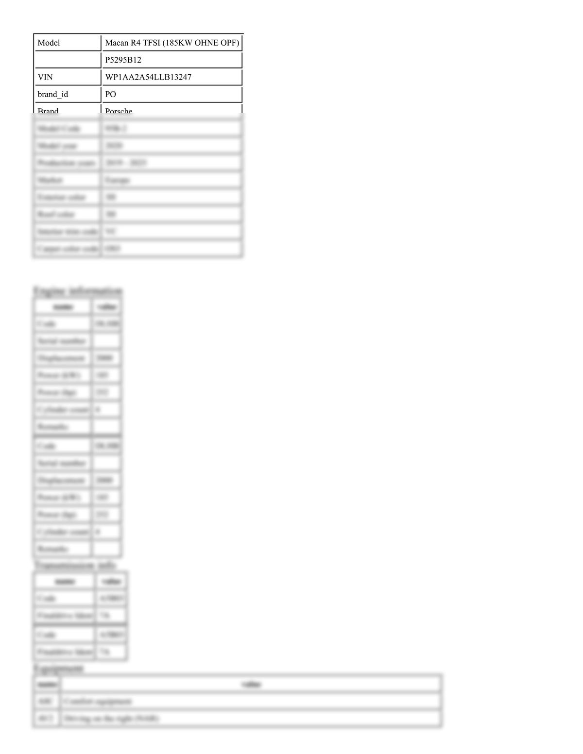 Build Sheet VIN WP1AA2A54LLB13247