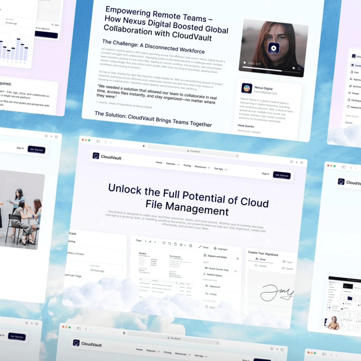 CloudVault - Cloud File Storage Website UI Kit