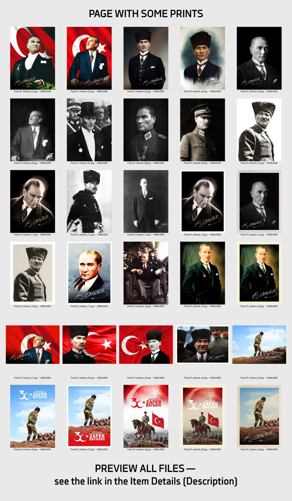 Atatürk Posters — Digital Download Poster Bundle of 140 Retro Photo Prints | Vintage Turkish Leader Wall Art for Home, Office or Classroom