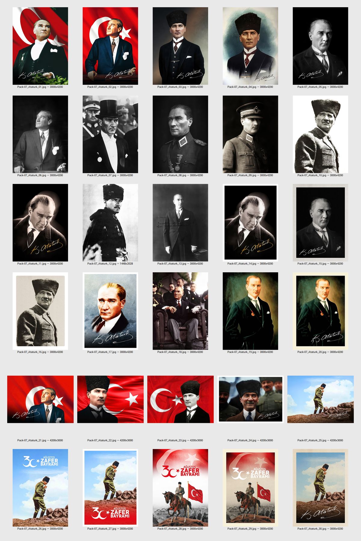 Atatürk Posters — Digital Download Poster Bundle of 140 Retro Photo Prints | Vintage Turkish Leader Wall Art for Home, Office or Classroom