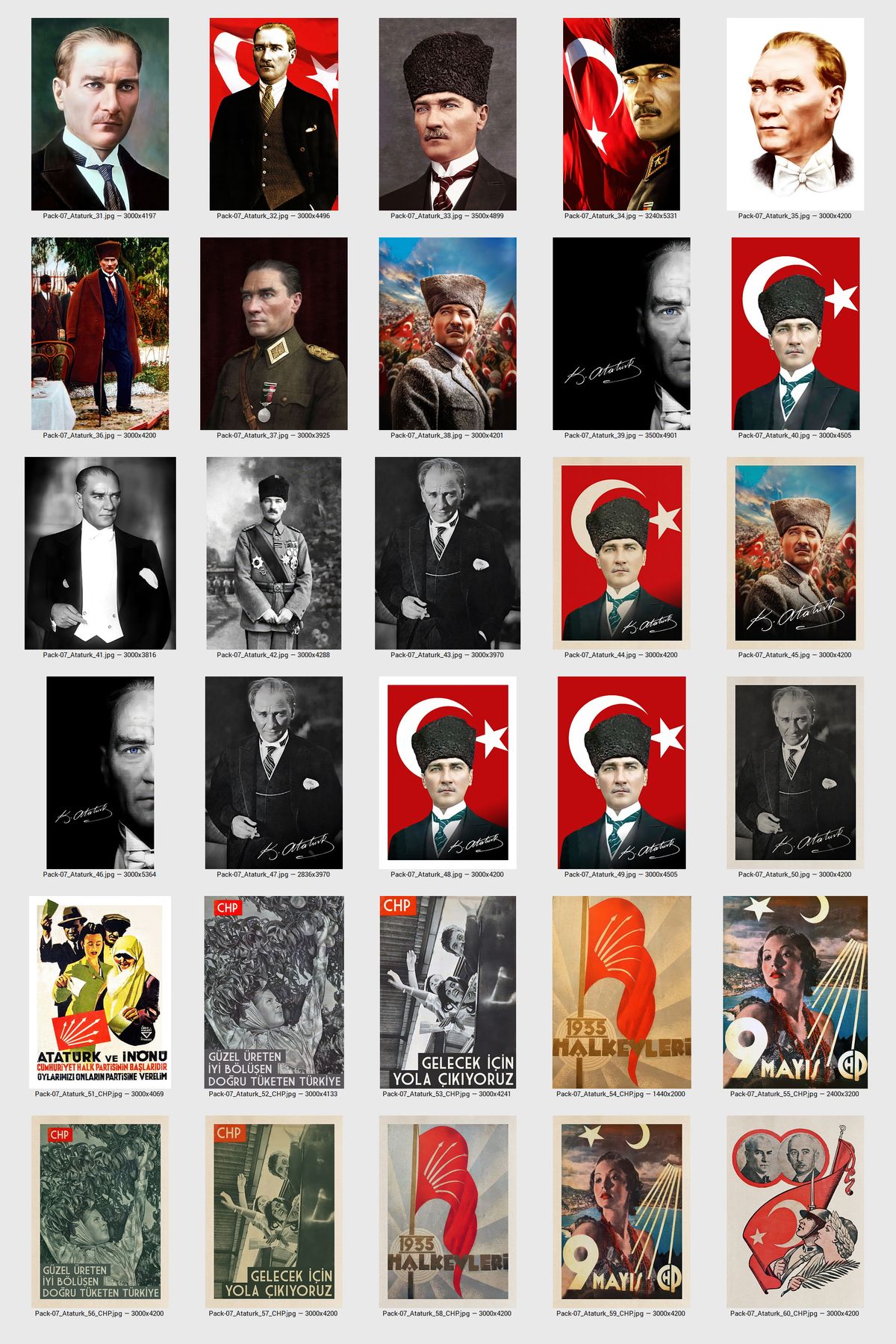 Atatürk Posters — Digital Download Poster Bundle of 140 Retro Photo Prints | Vintage Turkish Leader Wall Art for Home, Office or Classroom