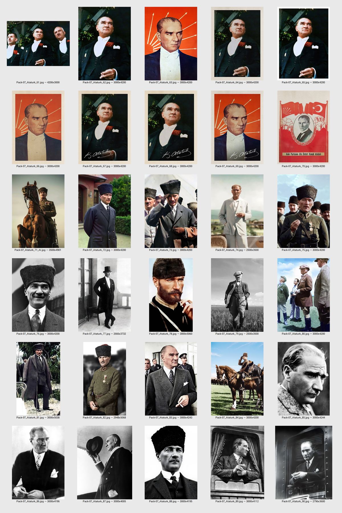 Atatürk Posters — Digital Download Poster Bundle of 140 Retro Photo Prints | Vintage Turkish Leader Wall Art for Home, Office or Classroom