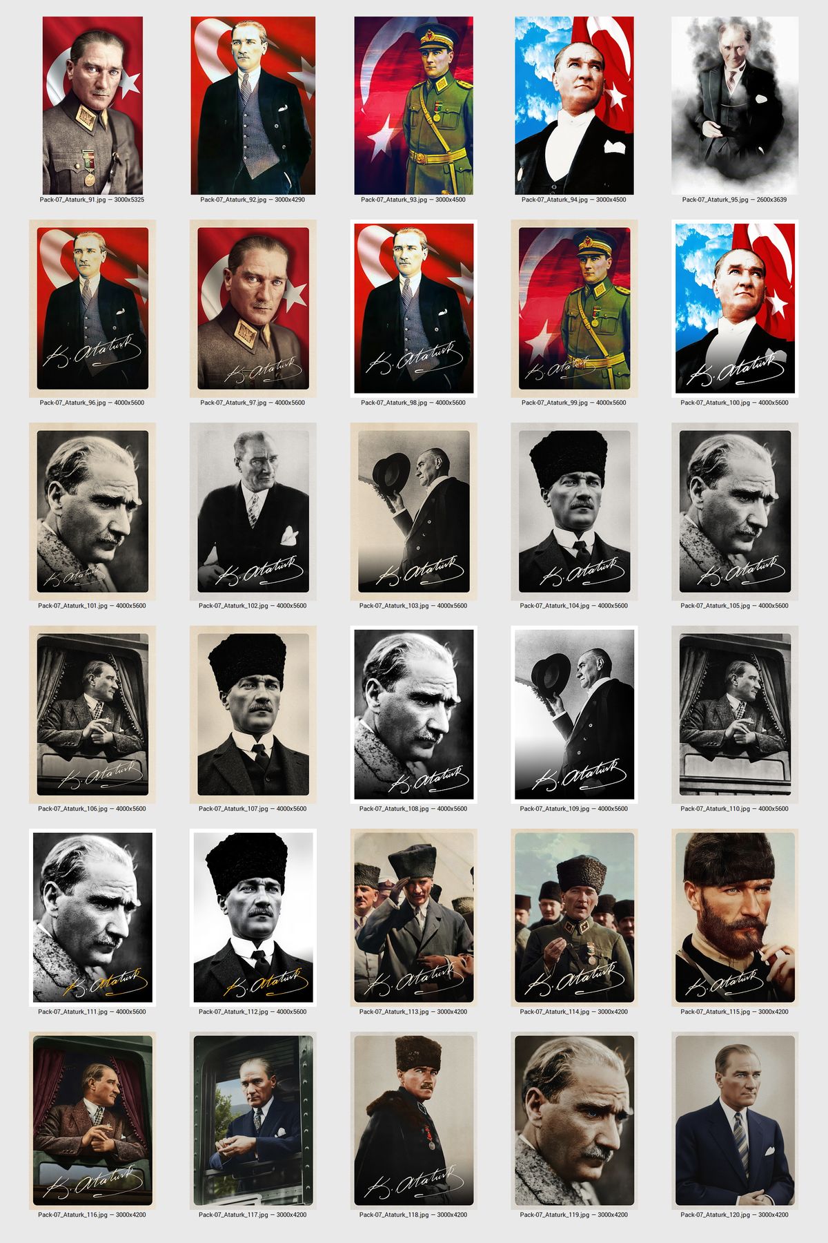 Atatürk Posters — Digital Download Poster Bundle of 140 Retro Photo Prints | Vintage Turkish Leader Wall Art for Home, Office or Classroom
