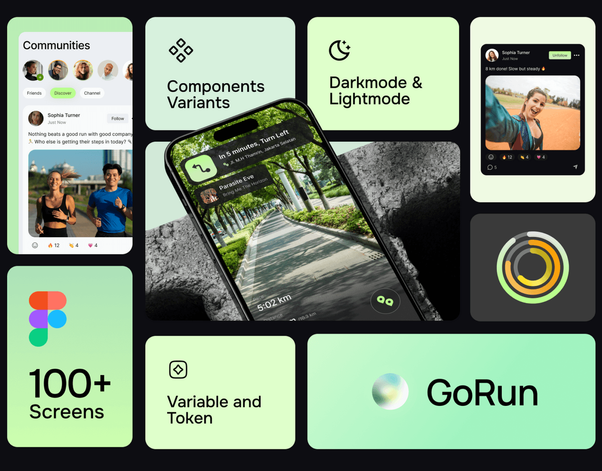 GoRun - Fitness & Running Mobile App UI KIT