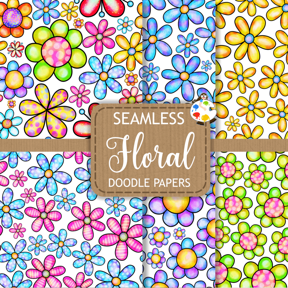 Seamless Watercolor Daisy Flower Pattern Papers