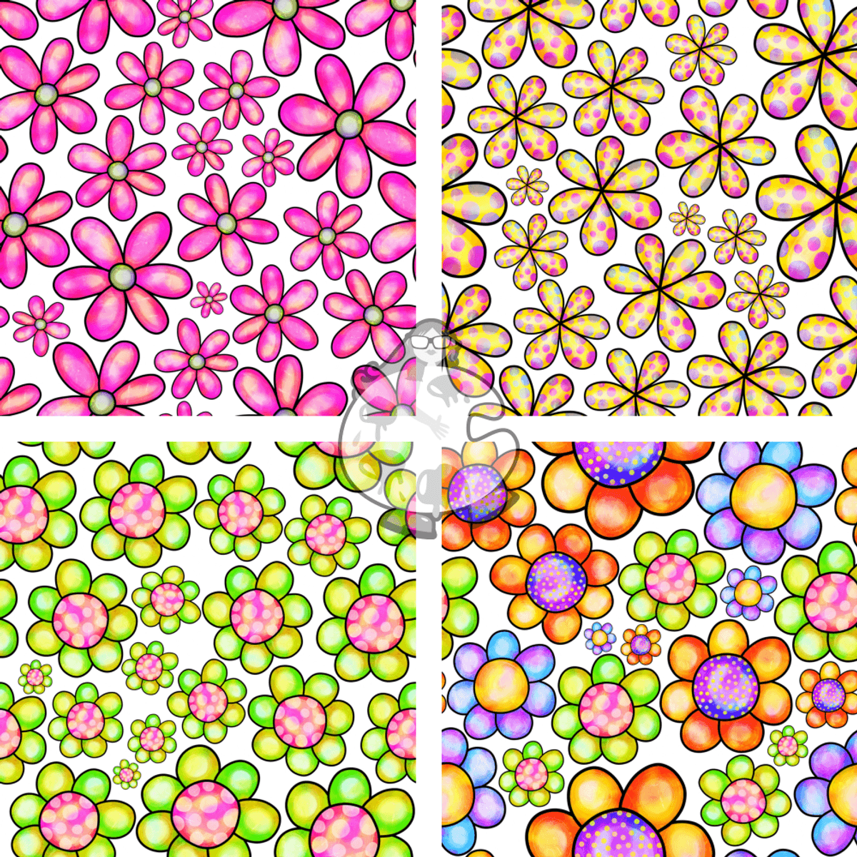 Seamless Watercolor Daisy Flower Pattern Papers