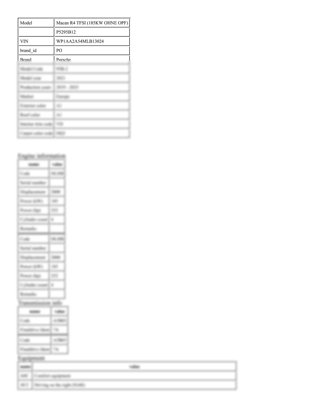 Build Sheet VIN WP1AA2A54MLB13024