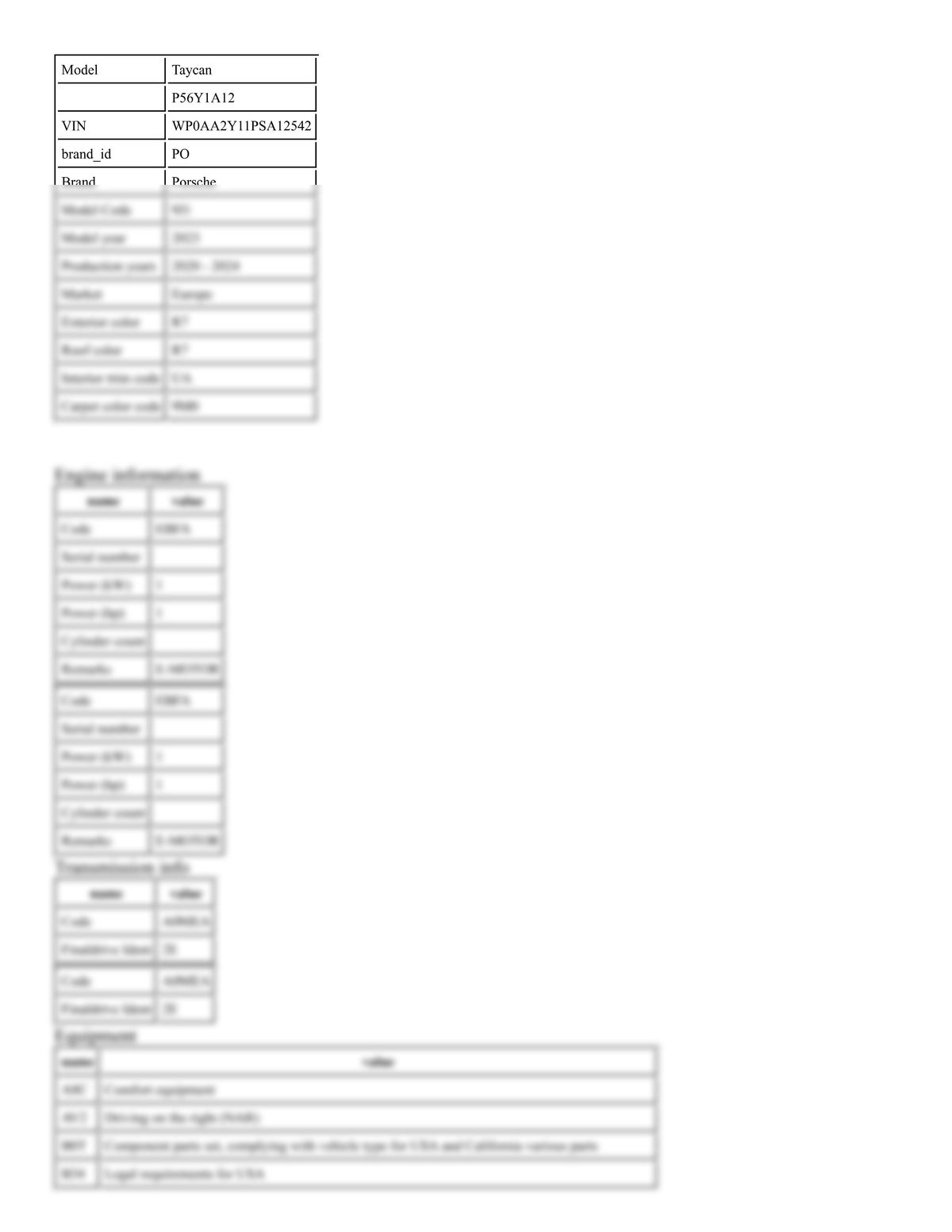 Build Sheet VIN WP0AA2Y11PSA12542