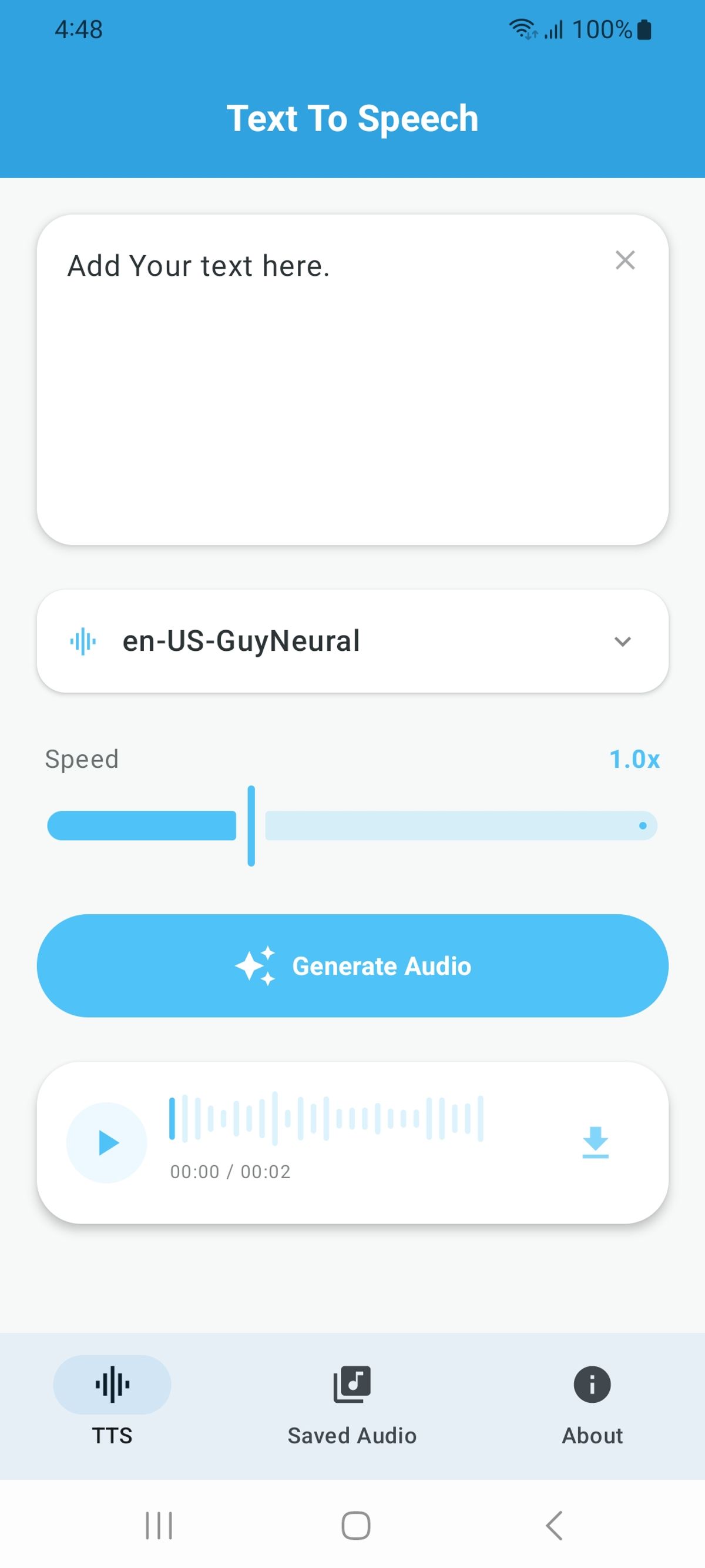 Text to Speech (online) - Android Mobile App