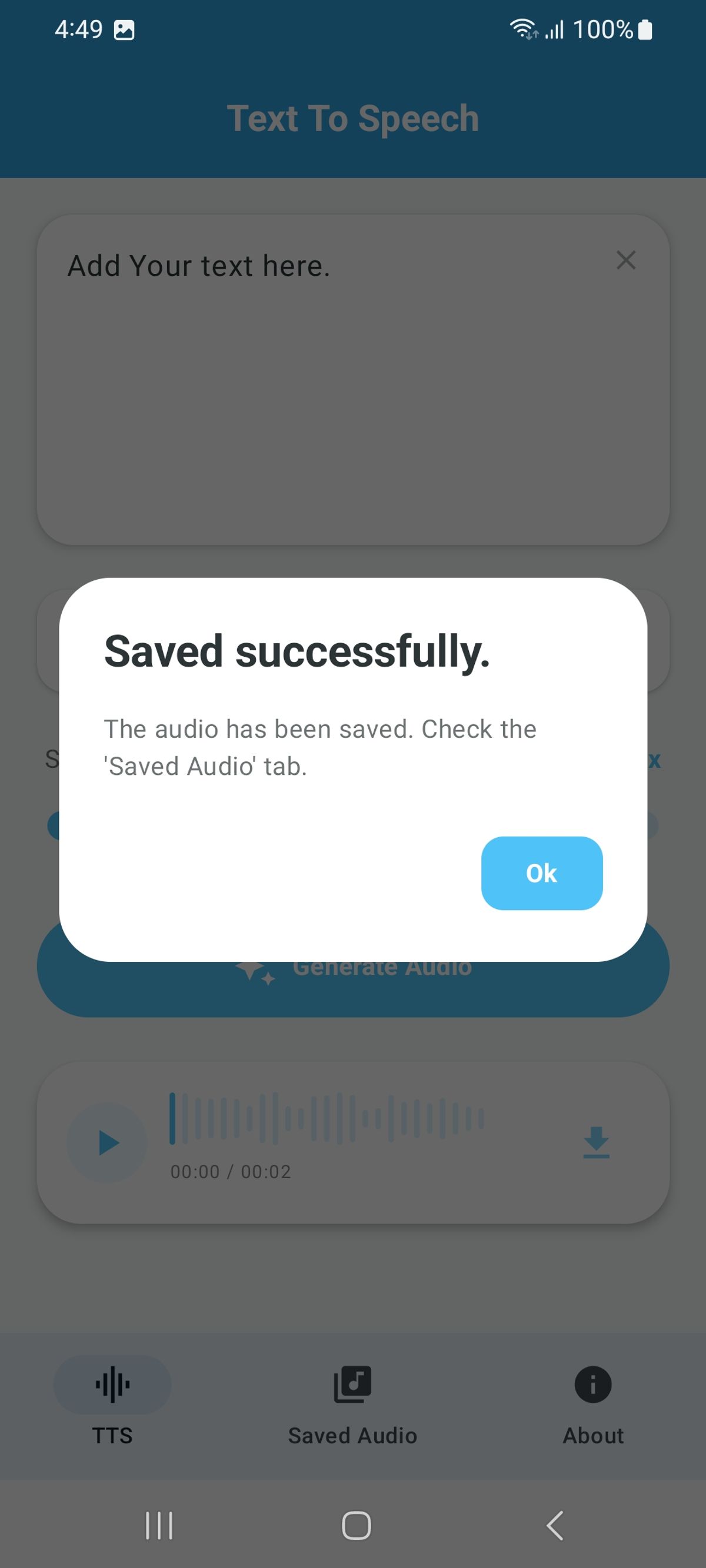 Text to Speech (online) - Android Mobile App
